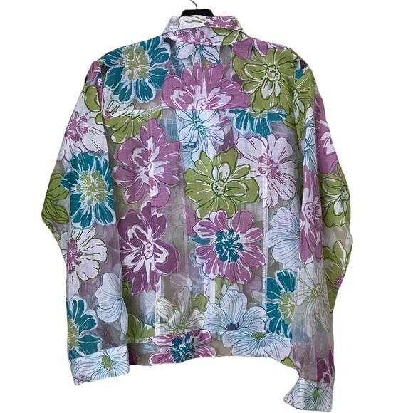 Vintage Keneth Too Sheer Floral Zippered Jacket Size Petite Large - Picture 2 of 6